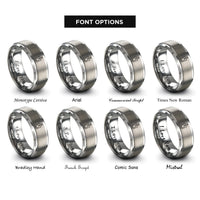 font options for inside engraving on silver cutting board rings