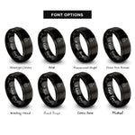 font options for inside engraving on black cutting board heart rings