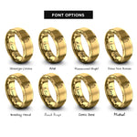 font options for inside engraving on gold cutting board heart rings