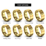 font options for inside engraving on gold cutting board heart rings