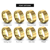 font options for inside engraving on gold cutting board heart rings