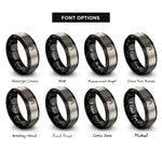 font options for inside engraving on black & silver cutting torch rings