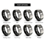 font options for inside engraving on black & gray cutting torch rings