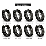 font options for inside engraving on black & silver cutting torch rings
