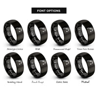 font options for inside engraving on black cutting torch rings