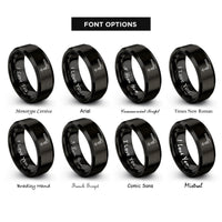 font options for inside engraving on black cutting torch rings