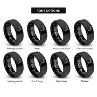font options for inside engraving on black cutting torch rings