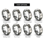 font options for inside engraving on grey cyber eye circuits rings