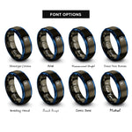 font options for inside engraving on gunmetal & blue cyber eye circuits rings