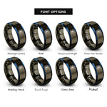 font options for inside engraving on gunmetal & blue cyber eye circuits rings