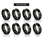 font options for inside engraving on black & grey cyber skull rings