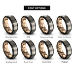 font options for inside engraving on black & rose gold & silver cyber skull rings