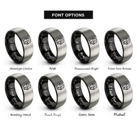 font options for inside engraving on black & gray cyborg half face rings