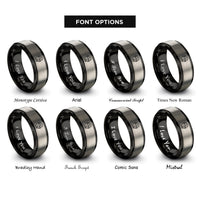font options for inside engraving on black & grey cyborg half face rings