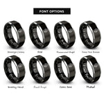 font options for inside engraving on black & gray cyborg half face rings