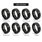 font options for inside engraving on black cycling gloves rings