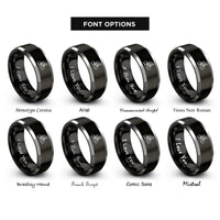 font options for inside engraving on black & silver cyclist climbing rings