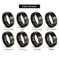 font options for inside engraving on gunmetal & black cyclist climbing rings
