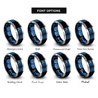 font options for inside engraving on blue & grey cyclohexane chair rings