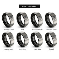 font options for inside engraving on black & silver cyclone vortex isobars rings