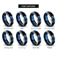 font options for inside engraving on blue & silver cygnus rings