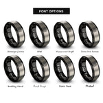 font options for inside engraving on black & silver cymbal stack rings