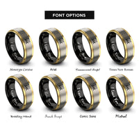 font options for inside engraving on black & gold & silver cymbal trio rings