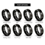 font options for inside engraving on black & silver cymbal trio rings