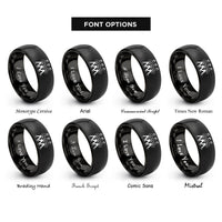 font options for inside engraving on black cymbal trio rings