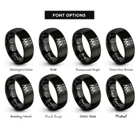 font options for inside engraving on black cymbal trio rings
