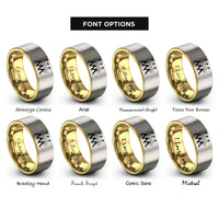 font options for inside engraving on gold & gray cymbal trio rings
