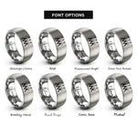 font options for inside engraving on silver cymbal trio rings