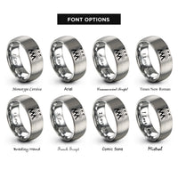 font options for inside engraving on silver cymbal trio rings