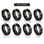 font options for inside engraving on black & silver d chord rings