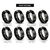 font options for inside engraving on black & silver d chord rings