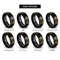 font options for inside engraving on gunmetal & black d chord rings