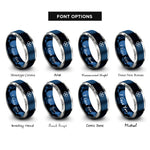 font options for inside engraving on blue & silver d orbital clover rings