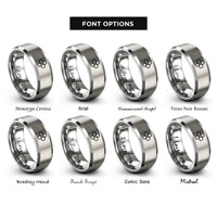 font options for inside engraving on silver d orbital clover rings