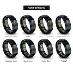 font options for inside engraving on gunmetal & blue d orbital clover rings
