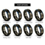 font options for inside engraving on gunmetal & blue d orbital clover rings