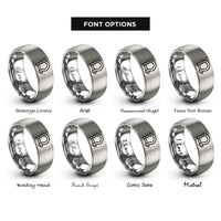 font options for inside engraving on silver d ring shackle rings