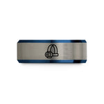 personalized presents for dad – black & blue & grey tungsten headlamp wedding band