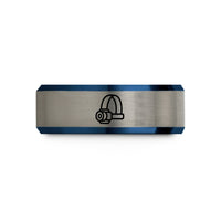 personalized presents for dad – black & blue & grey tungsten headlamp wedding band