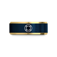 unique presents for dad – gold & blue tungsten life preserver wedding band