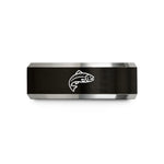 tungsten ring for men – black & silver tungsten trout wedding band