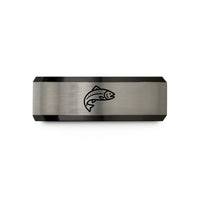 tungsten ring for men – black & grey tungsten trout wedding band