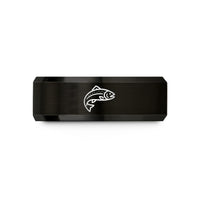 unique present for dad – black tungsten trout wedding band