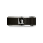 special presents for dad – black & grey tungsten bar chart wedding band