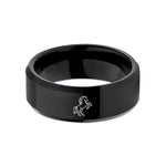 personalized present for dad – black tungsten andalusian rearing wedding band