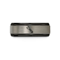 unique presents for dad – black & silver tungsten box wrench wedding band